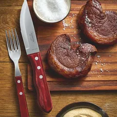 Нож для стейка «Поливуд» металл,дерево ,L=250/125,B=10мм красный, изображение 3