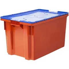 Ящик для продуктов сплошной с крышкой (от -18 до +50°C) полиэтилен 63л ,H=36,5,L=60,B=40см красный,с