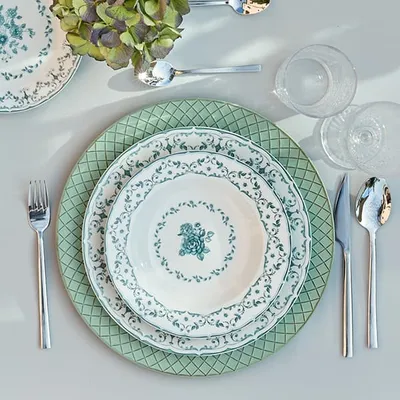Набор посуды «Элоиз» тарелки d=27х22сх19 см[18шт] фарфор белый,голуб., изображение 2