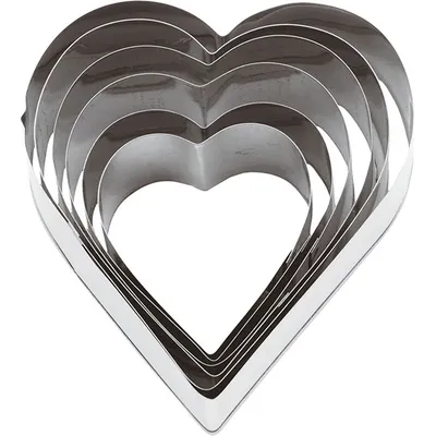 Набор кондитерских форм «Сердце»[6шт] сталь нерж. D=95,H=32мм металлич.