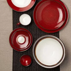 Салатник «Джаспер» фарфор 2,6л D=23,5,H=11,6см белый,красный, изображение 3