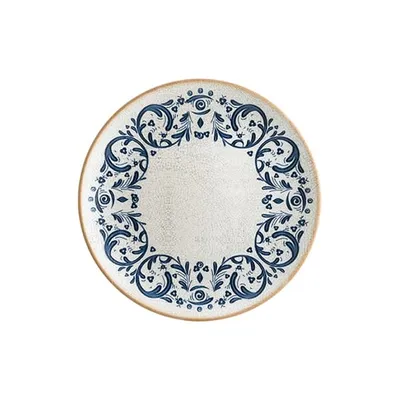 Тарелка «Виенто» мелкая фарфор D=25см белый,синий