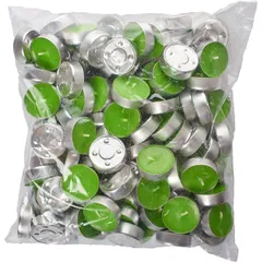 Candles “Tablets”[100pcs] wax,aluminum D=4,H=4cm green.