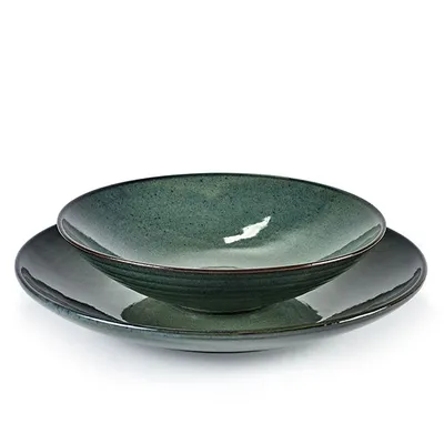 Тарелка глубокая «Аква» керамика D=23,H=6см серый,зелен., изображение 2