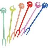 Вилочки коктейльные «Зоопарк»[400шт] полистирол ,L=85мм разноцветн.