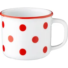 Mug “Retro Rote Punkte” with decor  porcelain  180 ml  white, red