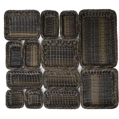 Корзина для хлеба плетеная полипроп. ,H=65,L=530,B=325мм тем.корич., изображение 3