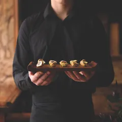 Доска для подачи орех ,H=3,L=53,B=32см тем.дерево, изображение 2