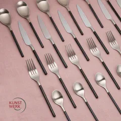 Набор столовых приборов «Дистрикт Сильвер Блэк Мэтт» на 6 персон[24шт] сталь нерж. черный,матовый, изображение 4