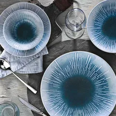 Тарелка «Нанокрем Блю» мелкая фарфор D=270,H=26мм голуб., изображение 2