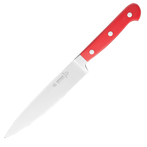 Нож кухонный универсальный сталь нерж.,пластик ,L=290/180,B=28мм красный,металлич.