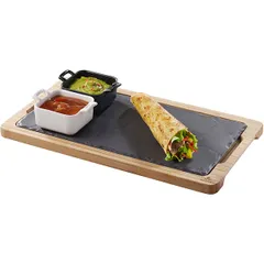 Блюдо для подачи «Базальт» керамика ,L=30,B=16см черный,матовый, изображение 4