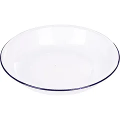 Тарелка глубокая эмалиров. сталь D=24см белый,синий, изображение 2