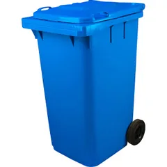 Garbage container on rubber wheels plastic ,H=119,L=58,B=74cm blue