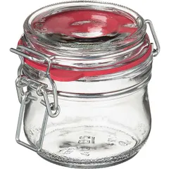 Round jar with lid  glass, silicone  250 ml  D=8, H=9cm  clear.