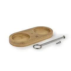 Подставка для мельниц для специй «Линия» для 2 мельниц бамбук,сталь нерж. D=65,L=170мм древесн., изображение 2