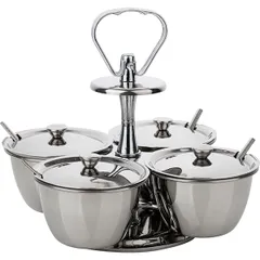 Набор емкостей фуршетных для соусов и специй (4 чаши) сталь нерж.,пластик D=10,H=20,5см металлич.