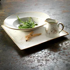 Тарелка для пасты «Крафт Вайт» фарфор 320мл D=27,H=5см белый,коричнев., изображение 3