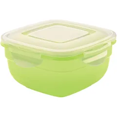 Контейнер для продуктов с крышкой полипроп. 1л ,H=8,L=16/16см прозр.,зелен.