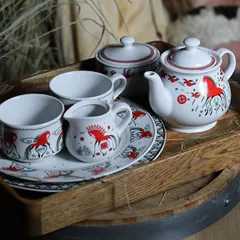 Чайник заварочный «Мезень» Классик Кони фарфор 400мл D=107/166,H=90мм белый,красный, изображение 2