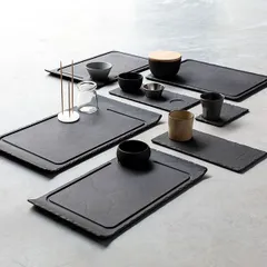 Блюдо для подачи «Базальт» керамика ,H=20,L=395,B=240мм черный, изображение 4