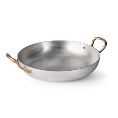 Сковорода для подачи «Арго» с двумя ручками алюмин.,латунь 0,84л D=190,H=35мм серебрист.