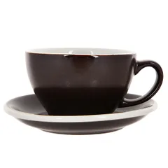 Кофейная пара «Эгг» фарфор 300мл D=110/155,H=65,L=135мм тем.корич.