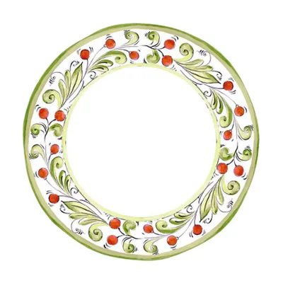 Тарелка «Тэзис» фарфор D=24см белый,зелен.