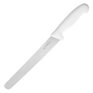 Нож для тонкой нарезки сталь нерж.,пластик ,L=38/24,B=3см белый,металлич.
