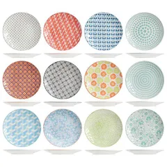 Dessert plate[12pcs] porcelain D=21cm multi-colored