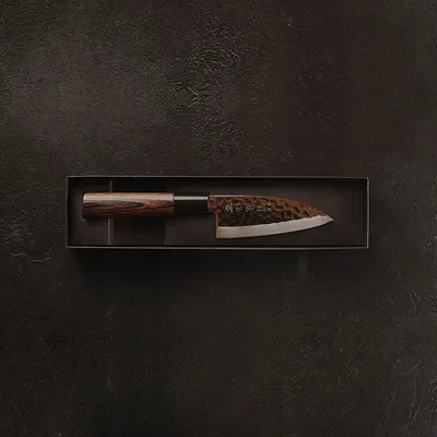 Нож кухонный «Нара» односторонняя заточк сталь нерж.,дерево ,L=220/105,B=36мм металлич.,тем.дерево, изображение 7