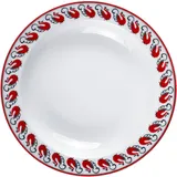 Deep plate “Mezen” Prince of Swans  porcelain  D=225, H=39mm  white, red