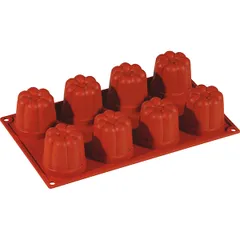 Confectionery mold “Kannele” [8 cells]  silicone  D=50, H=50, L=295, B=175mm  brick.