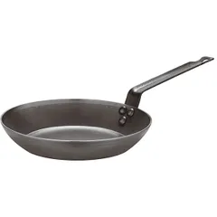 Frying pan white steel D=260,H=50,L=495mm gray