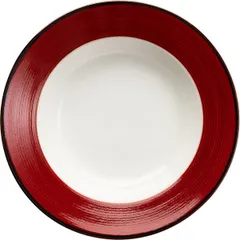 Soup plate “Jasper” porcelain 350ml D=227,H=48mm white,red