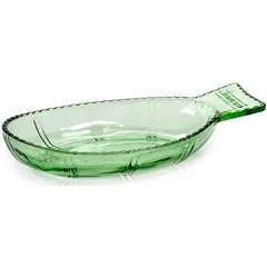 Serving dish  glass , H=47, L=260, B=140mm  green, clear.