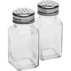 Set for spices salt shaker + pepper shaker  glass, metal  D=4, H=10cm  clear.