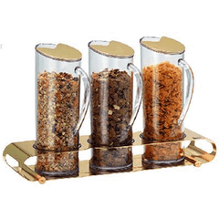 Set of containers for muesli[3pcs] plastic,metal 1.5l ,H=29,L=47,B=14cm gold