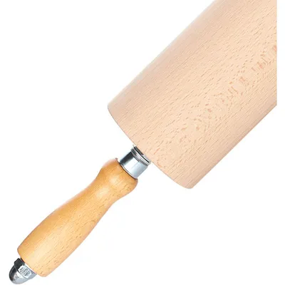 Скалка с вращающейся ручкой бук ,L=70/40,B=9см древесн.,белый, изображение 2