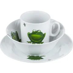 Children's tableware set 3 items “Frog”  porcelain  white