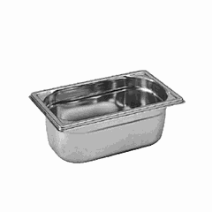 Gastronorm container (1/4)  stainless steel , H=10, L=26.5, B=16.2 cm  metal.