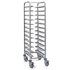 Trolley for trays and gastronorm containers 1/1, 12 tiers  stainless steel , H=170, L=62, B=51 cm  silver, gray