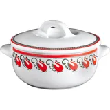 Baking pot "Mezen" Classic Swans  porcelain  350ml  D=115/145, H=53mm  white, red