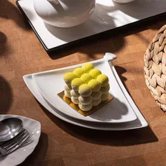 Блюдо «Кунстверк» веер фарфор ,H=18,L=230,B=180мм белый, изображение 4