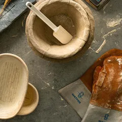 Рукавицы д/кондитера,укороченные (пара) кожа ,L=27,5,B=14,5см серый,оранжев., изображение 2