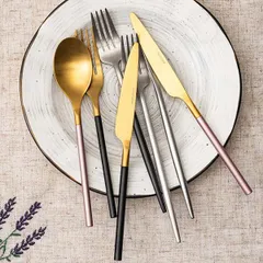 Вилка столовая «Дистрикт Блэк Голд Мэтт» сталь нерж. ,L=200,B=26мм золотой,черный, изображение 2