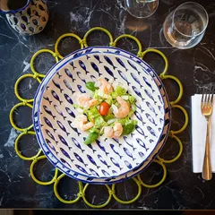 Блюдо «Талассиос» керамика D=34,H=4см бежев.,синий, изображение 2