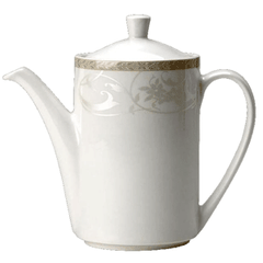 Coffee pot “Antoinette”  porcelain  310 ml , H=15, L=16cm  white, olive.