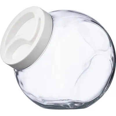 Банка круглая с крышкой «Бэлла» стекло,пластик 2л D=10,5,H=17см прозр.,белый, изображение 4