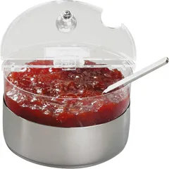 Jam container with cooling element  plastic, steel  0.6 l  D=14, H=9 cm  transparent, metal.